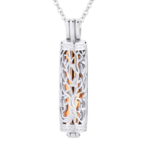 Bijoux de crémation cylindre et collier d'urne arbre de vie pour cendres de deuil