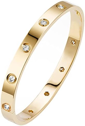 18K Gold Plated Love Friendship Bracelet with Cubic Zirconia Stones Bangle Cuff Best Gifts with Crystal for Mother&#39;s Day Valentine&#39;s Day Wedding Couples and Birthdays