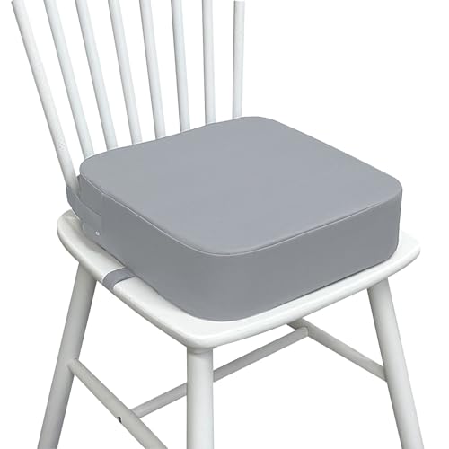 LEKEFETO Rehausseur de siège pour enfant - Pour table à manger - Amovible - En cuir synthétique - Avec boucle de sécurité - Pour table à manger - Gris foncé