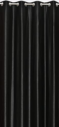 Image of Eyelet Polyester Modern Solid Crush Set of 3 Pcs. Door Curtains (7 Feet, 2 Black + 1 White)