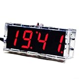 Nixie - Kit orologio digitale a LED fai da te, modulo display a 4 cifre con allarme, opzioni verde, blu, rosso, bianco per progetti di saldatura elettronica (rosso)