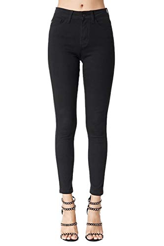 Kan Can Women's Solid Five Pocket High-Rise Skinny Jeans (Black, 26) #TOP30