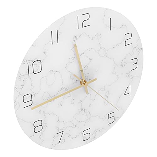 Orologio Da Parete Rotondo In Resina Effetto Marmo - 40 Cm, Made In Italy, Foglia Oro, Numeri Romani
