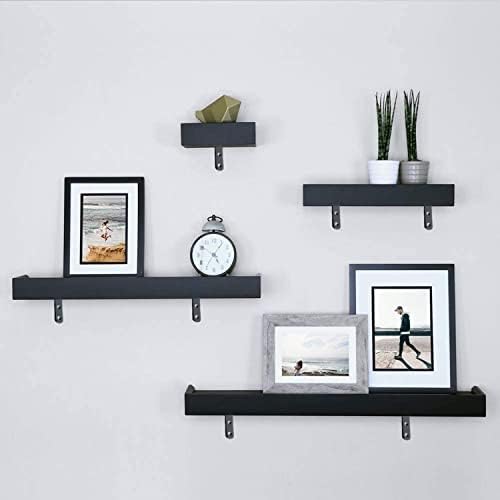 CYH 8 Pcs Black Heavy Duty Shelf Brackets L Shaped Brackets Wall Shelf Support Corner Brace with 2 Size Screws and Expansion Tube