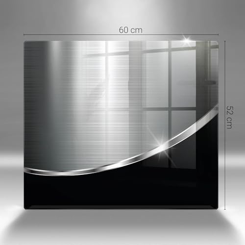Planche à découper 60x52cm Wallfluent protège plaque de cuisson design abstraction métal