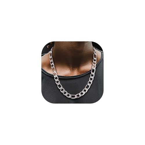 ChainsHouse Stainless Steel Figaro Chains for Men, 4mm/6mm/9mm/13mm Width, 14-30inch Length, Black/14K Gold Mens Necklace Chains, Send Gift Box 18 inches(women's average length) b: Figaro A-