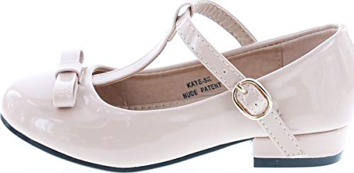 Anna Kate-5K Kids Low Heel Ankle Strap Bow T-Strap Mary-Jane Shinny2