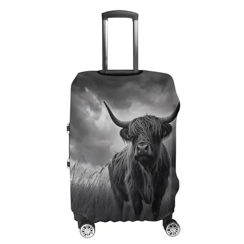 Highland Cow in Storm Unisex Luggage Cover Washable Travel Suitcase Case Elastic Baggage Protective Covers L4