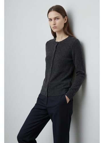 Image of JENNIE LIU Women's 100% Cashmere Button Front Long Sleeve Crewneck Cardigan Sweater