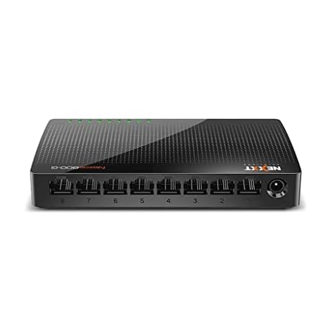 Nexxt Solutions 8-Port Gigabit Fast Ethernet Network Switch [Naxos800G] | Smart Plug and Play Unmanaged Desktop Switch with Internet Splitter & 10/100/1000 Mbps Speeds Cover