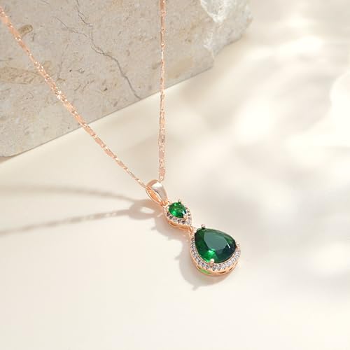 Blue/Green/Red/Purple/White Waterdrop Cubic Zirconia Gamstone Pendant Necklace for Women for Gift.2