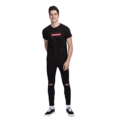 Image of Bewakoof Men's Printed 100% Cotton T-Shirt - Regular Fit, Round Neck, Half Sleeves