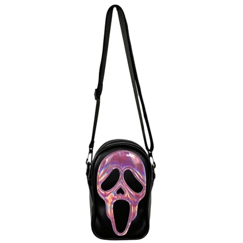 Halloween Scream Ghost Skeleton Shoulder Bag,Gothic Grimace Crossbody Bag, Spooky Skull Trick Or Treat Phone Purse
