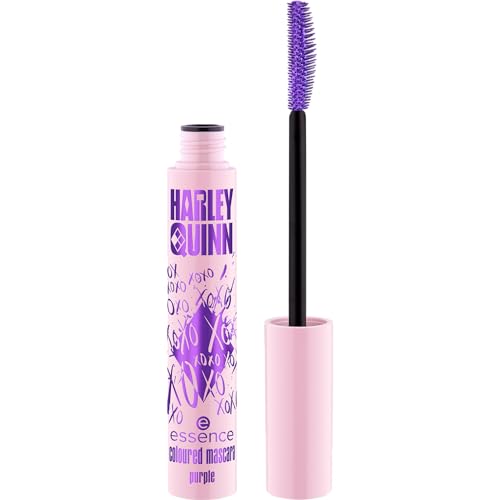 essence Harley Quinn coloured mascara, Nr. 01, Violett, definierend, Färbeeffekt, verlängernd, farbintensiv, vegan, ohne Mikroplastikpartikel, Nanopartikel frei, ohne Parfüm, 1er Pack (12ml)