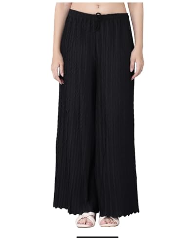 Image of Pack of 2 Women Palazzo Pants | Wide Leg Loose Fit | Combo Pack | Free Size | Stretchable Waist | Casual Wear, Office Wear, Home Wear Palazzo