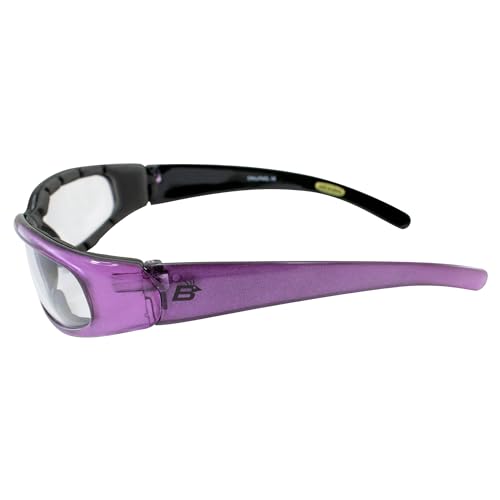 Birdz Eyewear Chill Women's Motorcycle Sunglasses Padded Purple Frame with Clear Lenses3