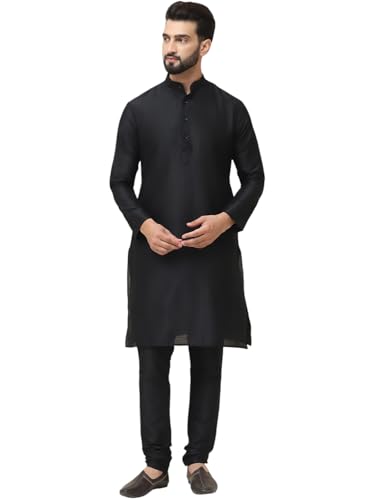 Image of SOJANYA Men's Dupion Silk Solid (Since 1958 Kurta Set & Churidaar Pyjama