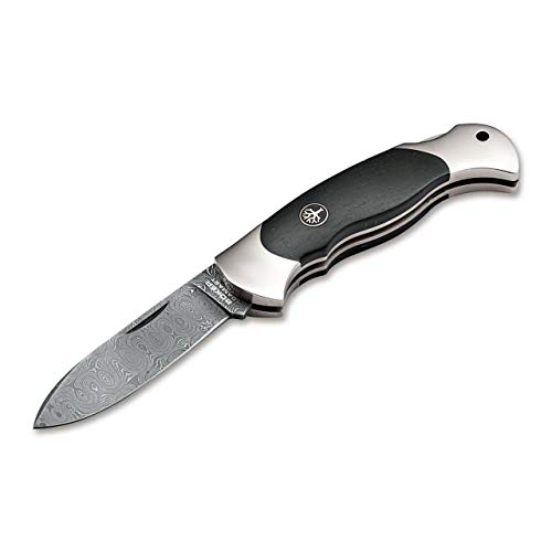 Böker Manufaktur Solingen - Cuchillo de bolsillo unisex para adultos con punta de lanza, damasco, negro, 7.2 pulgadas