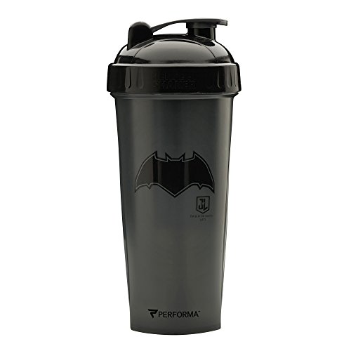 Performa Justice League & DC Comic - Leak Free Protein Shaker Bottle with Actionrod Mixing Technology for All Your Protein Needs! Shatter Resistant & Dishwasher Safe (Batman JL)(28oz)