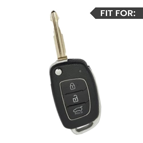 Image of Keyzone dual leather key cover for Hyundai Exter, i20, Creta, Venue, Tucson, Alcazar, Grand I10, Aura, Xcent flip key