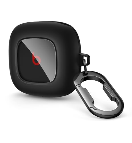 SURITCH Case Compatible with Beats Fit Pro Earbuds, Shock-Absorbing Protective TPU Shell for Beats Fit Pro Charging Case 2021 Earbuds Secure Locking System with Anti-Lost Keychain, Black