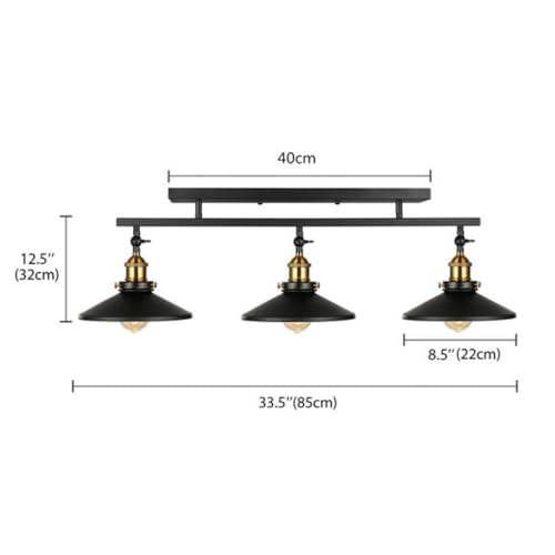 Plafonnier industriel 3 lumières noir E27 en fer pour loft