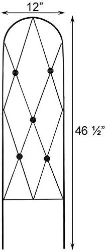 American GardenWorks Button Pot Trellises, Black, 46.5" H, Pack of 3 – Durable Steel Garden Trellises for Climbing Plants – Decorative Plant Support for Potted Plants, Indoor & Outdoor Use
