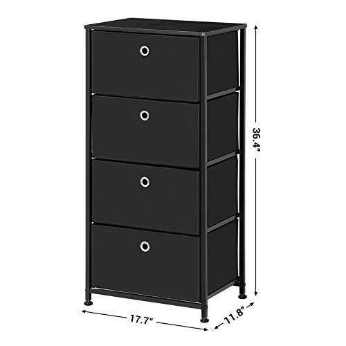 Songmics 4-Tier Dresser Units Storage Cabinet With 4 Easy Pull Fabric Drawers, 17.7", Black & Storage Drawer Units, 31.5", Black #TOP2
