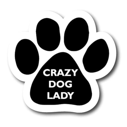 Image of Crazy Dog Lady Pawprint Car Magnet 5 Inch, Dog Lover Gift | Heavy duty magnetic decal for car, truck, SUV or fridge, full color UV printed