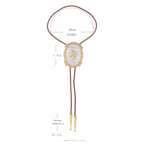 Image of GelConnie Brown Bolo Tie for Men Women Western Ties Mens Gold Bolo Tie Rodeo Cowboy Leather Necktie Cowgirl Tie Wedding
