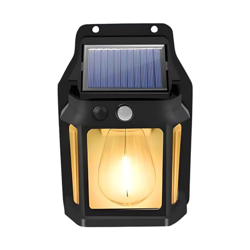 Luz solar al aire libre | IP65 impermeable luces solares para exteriores, luz de patio con 3 modos de iluminación y sensor de movimiento, luces solares de jardín para patio, jardín, porche