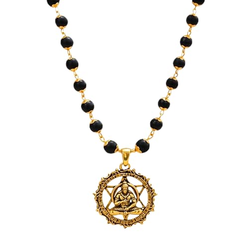 Image of Gratify Original Karungali Mala 54 Beads (7mm) for Men & Women | Authentic Black Ebony Wood Mala with Gold Plated Metal Caps | Spiritual Necklace for Meditation, Prayer, Energy Balance & Positive Vibes