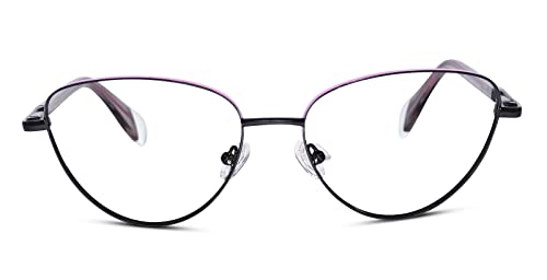 Image of ELINE Cat Eye Zero Power Blue Cut Computer Glasses for Women | Antiglare, Light Weight & Blocks Harmful rays | UV Protection | Black-Pink | Medium