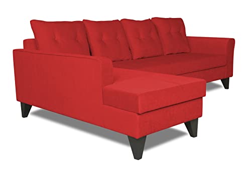 Image of Adorn India Maddox Tufted L Shape 6 Seater Sofa Set LHS (Red) (3 Year Warranty)