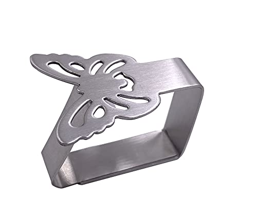 Aliotech 4Pcs Butterfly Shape Stainless Steel Silver Thickened Strong Cloth Clip Tablecloth Clamp Holder Table Cover Clamps Table Cloth Holder Table Cloth Clips Holder(Butterfly) #TOP1