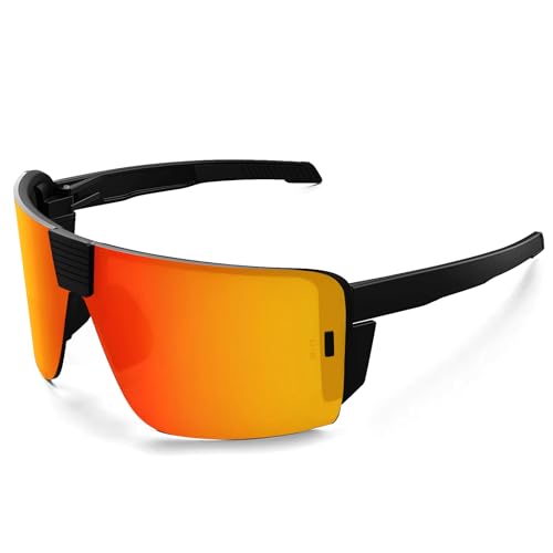 WISTON XL Z87 Sunglasses for Big Heads Men Women,Sports Sunglasses for Cycling Golf ANSI Z87 Sun Glasses UV Protection 8227 Red