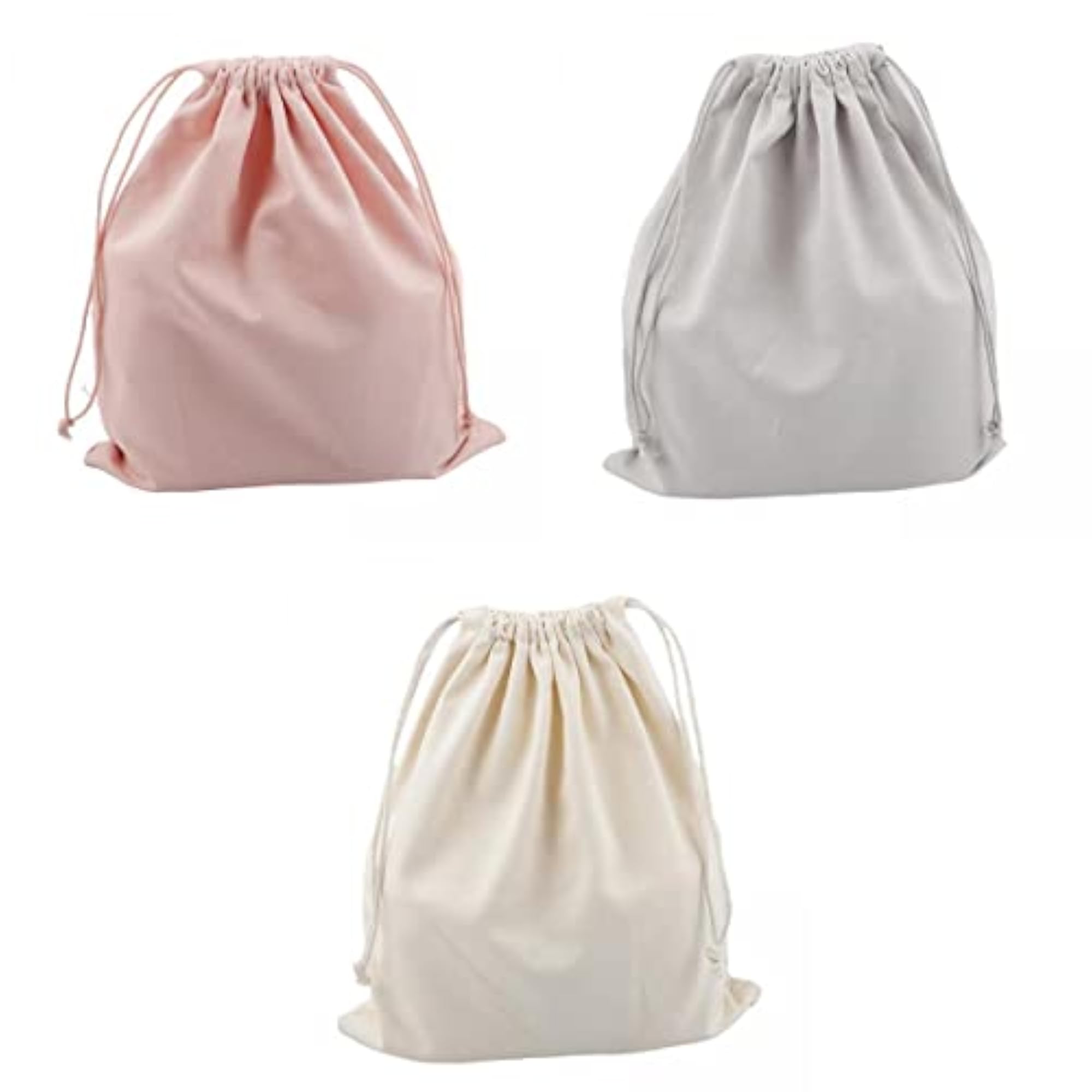 3 Pcs Canvas Drawstring Storage Bag for Shoes, Portable Organizer