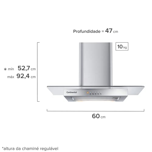 Coifa de Parede Continental 60cm Inox Glass - CC6VX