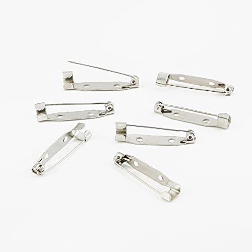 Image of 50pcs Silver Brooch Pin Back Base Medium Size Safety Pins for DIY Jewellery Making Craft Projects Blank Brooch Clip Settings