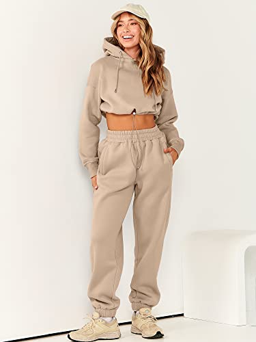 Prinbara Women's 2023 Fall Two Piece Outfit Long Sleeve Cropped Hoodie Long Pants Tracksuit Sweatsuits Jogger Set 1Pa044-Zongse-S #TOP6