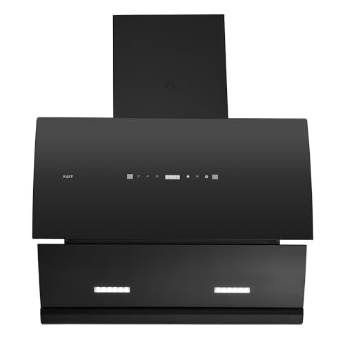 Image of KAFF LYRA DHC 75 Filter-less Auto Clean Slant Kitchen Chimney 75 CM with 1250 m3 /hr Suction Capacity, Touch with Motion Sensor Control, Motorized Vent Opening System and Digital Display (Black)