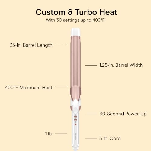 Image of Conair Double Ceramic 1 -Inch Extra Long Barrel Curling Iron | Extra-long 7.5-in. Barrel With Cool Tip, Styles Loose Curls on Medium and Long Hair, White /Rose Gold, CD709L