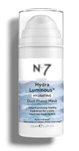 Hydra Luminous+ Hydrating Dual Phase Mask by Nō7 | Instant & Long Lasting Hydration For Visibly Healthier Looking Skin | Hyaluronic Acid - Niacinamide & Pollution Shield Technology | 100mL