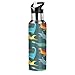 Art Bébé Dinosaure Dragon Bouteille d'eau Isotherme avec Paille en Acier Inoxydable Gourde 600ML, Sans Bpa Gourdes Eau pour Enfant Sport Randonnée École Bureau
