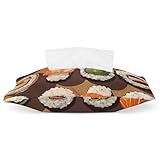 Funda para caja de pañuelos para decoración del hogar, muchos sushi con impresión de alimentos, cubierta de caja de pañuelos de piel sintética, soporte para caja de pañuelos para baño, hogar, coche
