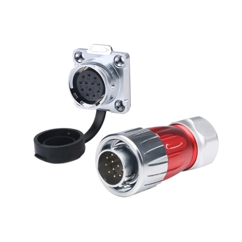 Conector aviación DH20 impermeable de 12 pines y 220V con brida formal 3