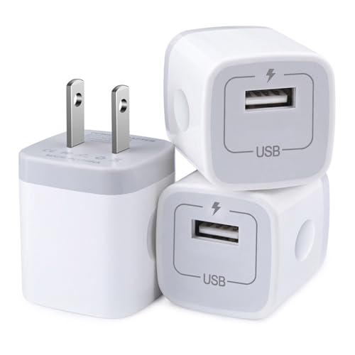 USB Wall Charger, Charger Block, 3-Pack Charging Cube 1A/5V One-Port Charging Block Charger Box for iPhone 15 14 13 12 11 Pro Max, SE,XR/XS/X,8/7/6, iPad,Samsung Galaxy S24 S23 A15,Note 20,LG,Pixel 8