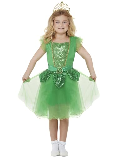 Smiffys Disfraz de hada con brillo del día de San Patricio de lujo, Verde, Vestido y corona