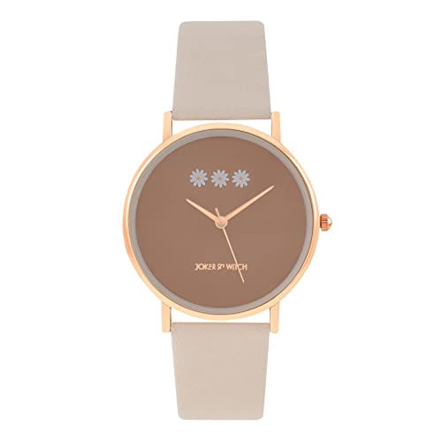 Joker & Witch Women Analogue Musky 36mm Brown Dial 18mm Faux Leather Strap Watch