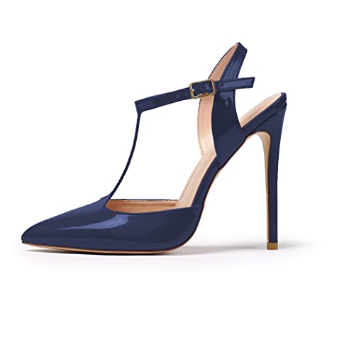 SAMMITOP Women's Pointed Toe Ankle Strap Pumps Stiletto Heels